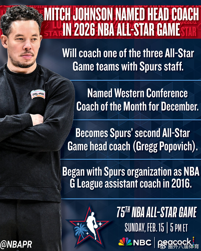 kaiyun-马刺自波波维奇后首人！米奇-约翰逊出任全明星主教练 将携手文班亚马|西部|掘金|奥兰多魔术队|俄克拉荷马雷霆队|丹佛掘金队_新浪体育_新浪新闻